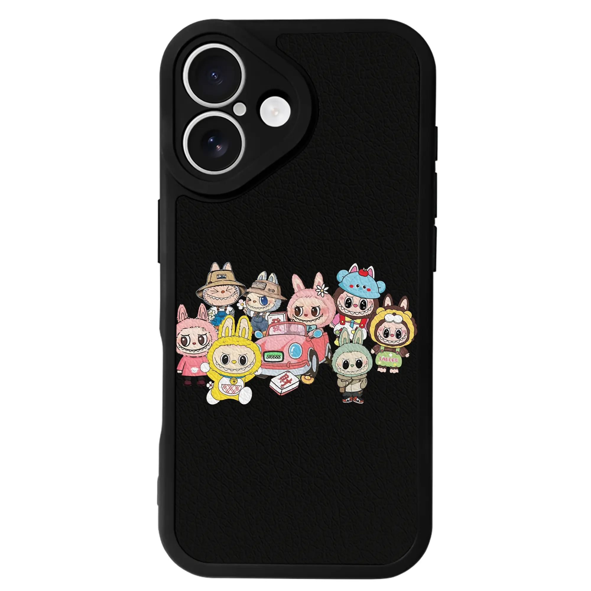 ラブブ グッズ ジモモ - IPhone 16シリーズ対応 ・ シリコンスマホケース ・ レザー調 ・ 高精度フィット ・ 耐衝撃 ・ ワイヤレス充電対応 ・ 精密カット